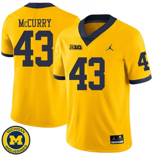 Men's Michigan Wolverines #43 Jake McCurry Yellow Jordan Brand University Jersey